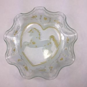 Vintage Folk Art Peter Hunt Signed Glass Dish